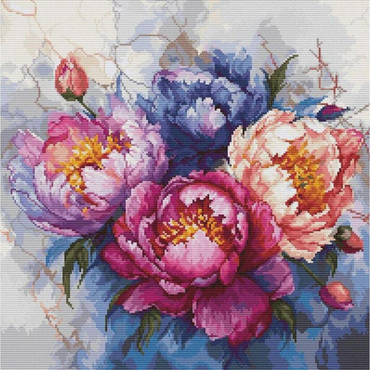 Counted Cross Stitch Kit Peonies Flowers Luca-S DIY Unprinted canvas
