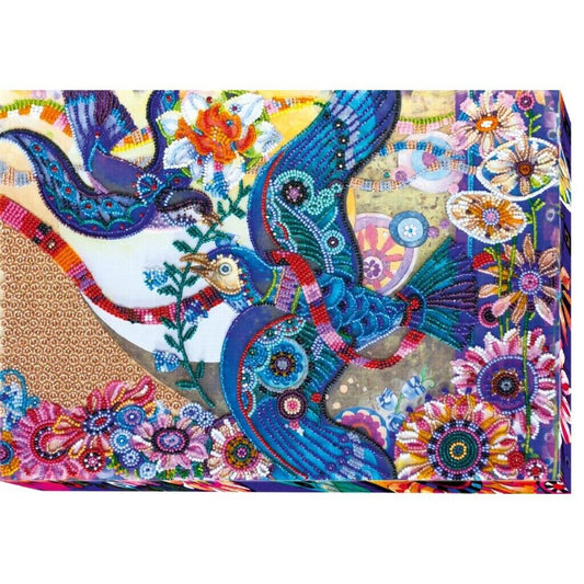 Bead Embroidery Kit Blue Birds Beaded stitching Bead needlepoint DIY