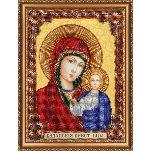 Bead Embroidery Kit Icon Virgin Mary Mother of God Beaded stitching DIY