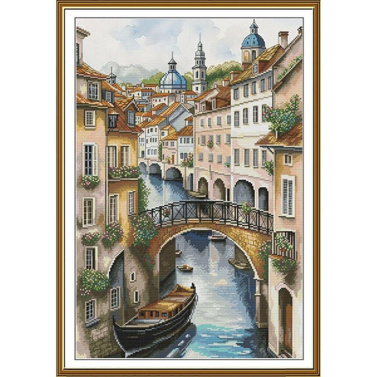 Counted Cross Stitch Kit Venice DIY Unprinted canvas