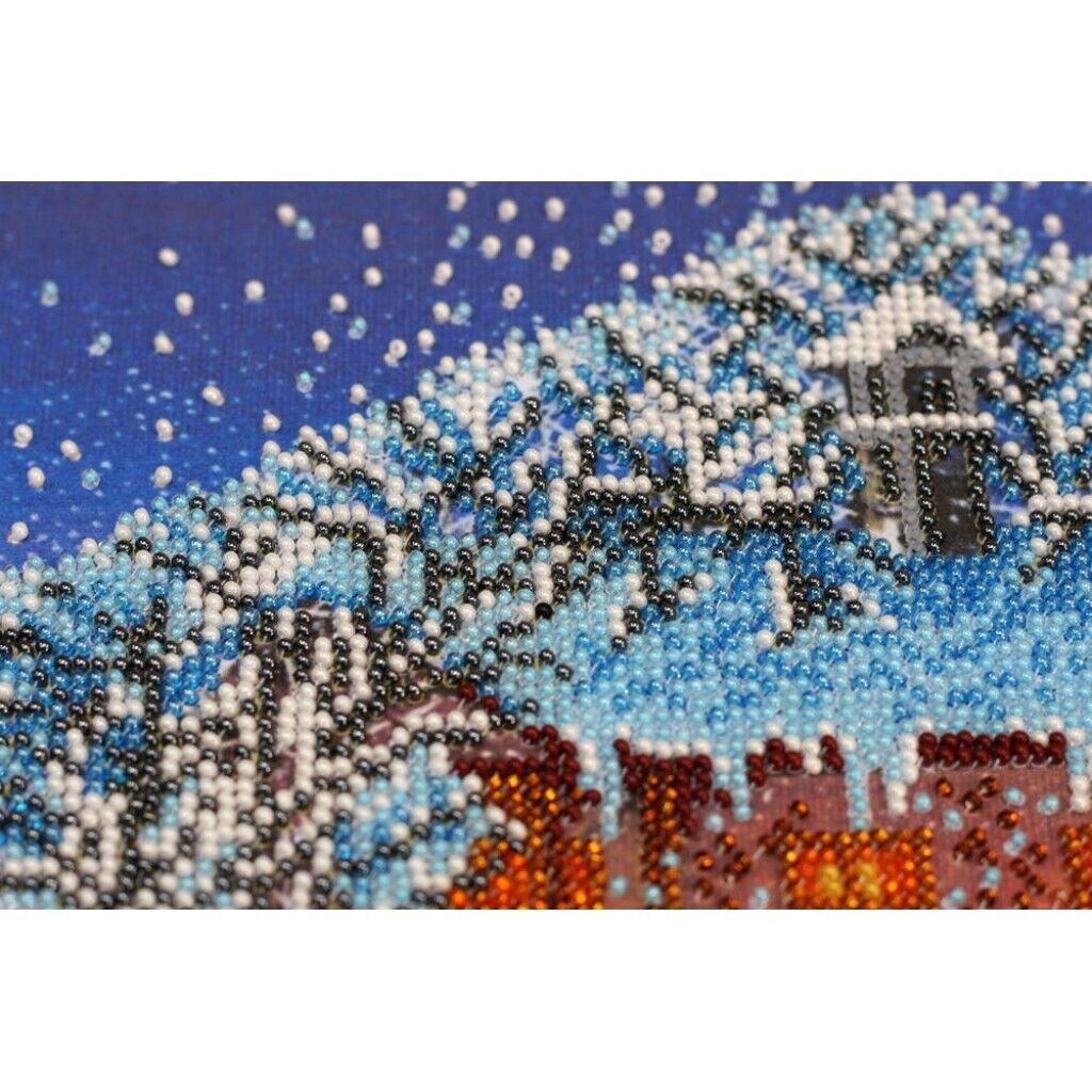 Bead Embroidery Kit Winter night Bead needlepoint Beadwork DIY