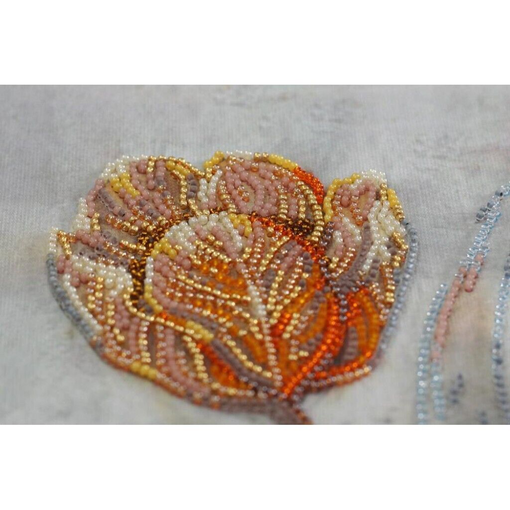 Bead Embroidery Kit Flowers Beaded stitching Beadwork Bead needlepoint DIY