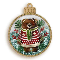 Bead Embroidery Kit on Plastic Bear DIY Christmas tree toy