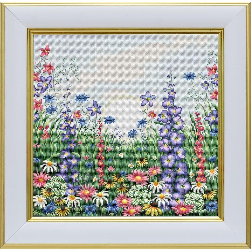 Counted Cross Stitch Kit Flowering meadow DIY Unprinted canvas