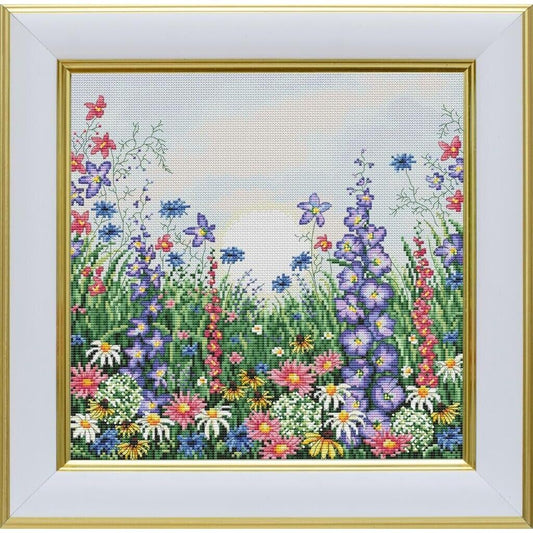Counted Cross Stitch Kit Flowering meadow DIY Unprinted canvas