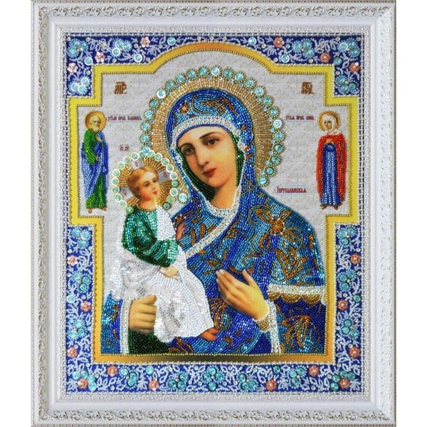 Bead Embroidery Kit Icon Virgin Mary Mother of God Beaded stitching DIY