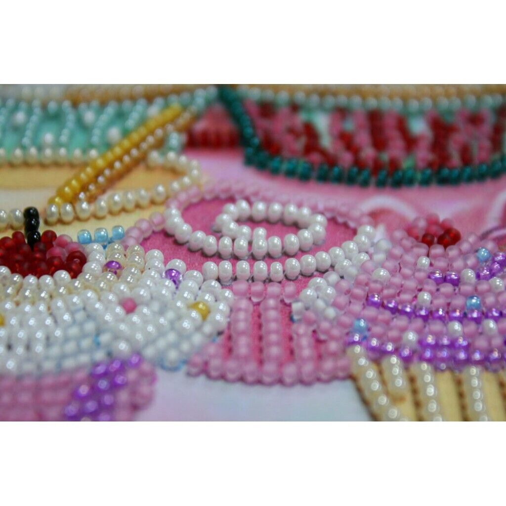 Bead Embroidery Kit Baked with love Beaded stitching Bead needlepoint DIY