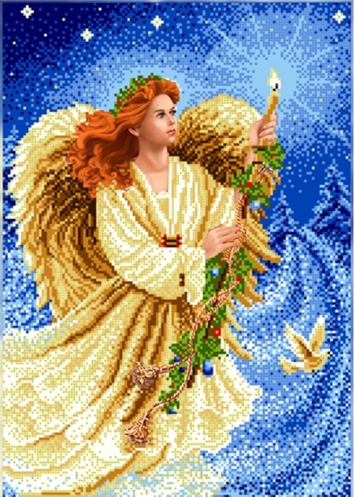 Full Bead Embroidery Kit Guardian angel DIY Bead needlepoint Beadwork