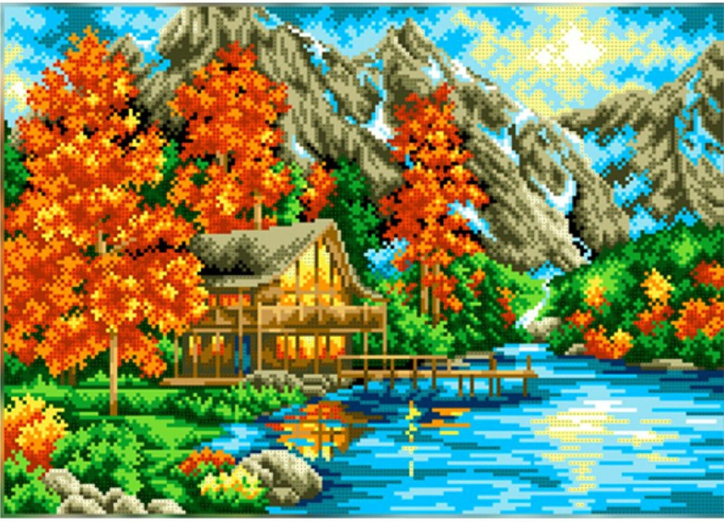 Full Bead Embroidery Kit Autumn Fall DIY Beaded needlepoint Beaded stitching