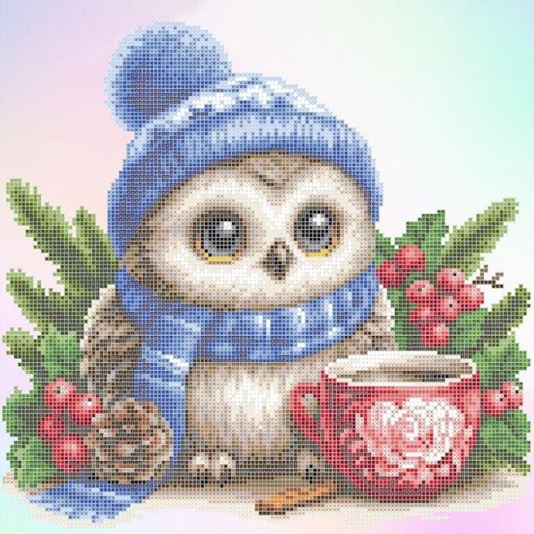 Bead Embroidery Kit Little Owl DIY Bead needlepoint Bead stitching