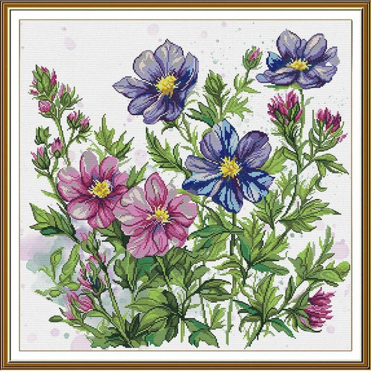 Counted Cross Stitch Kit Flowers DIY Unprinted canvas