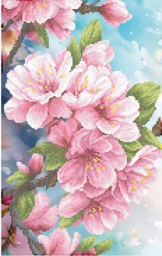 Bead Embroidery Kit Apple blossoms DIY Bead needlepoint Bead stitching