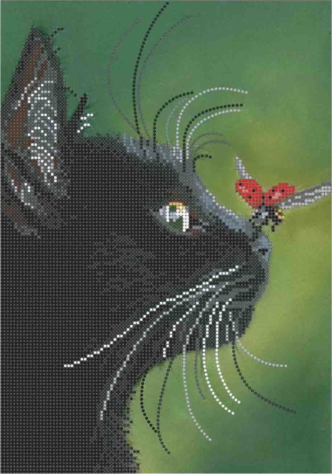 Bead Embroidery Kit Cat DIY Beaded needlepoint Beaded stitching