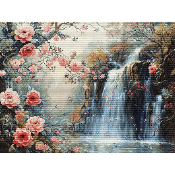 Counted Cross Stitch Kit Crystal Waterfall Luca-S DIY Unprinted canvas