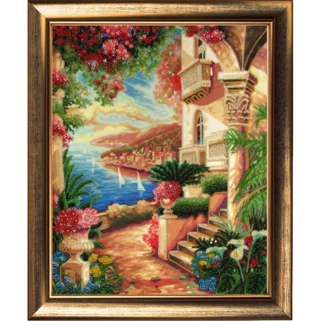 Bead Embroidery Kit Cote d'Azur Beaded needlepoint Bead stitching Beadwork