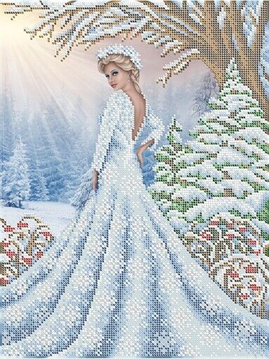 Bead Embroidery Kit Lady Winter DIY Bead needlepoint Bead stitching Beadwork