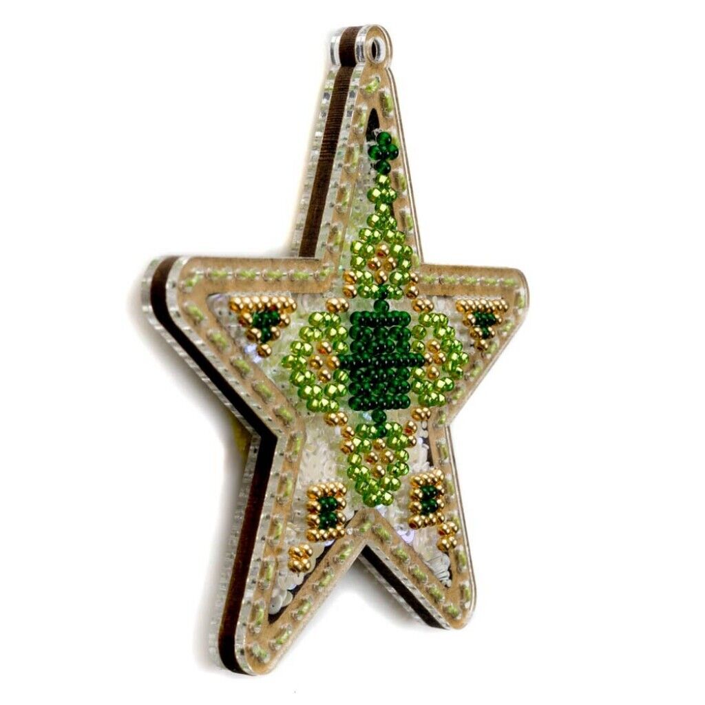 Bead Embroidery Kit on Plastic Star DIY Christmas tree toy