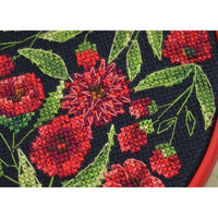 Counted Cross Stitch Kit Red flowers DIY Unprinted canvas