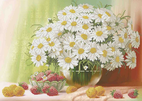 Bead Embroidery Kit Daisies Flowers Beaded needlepoint Bead stitching