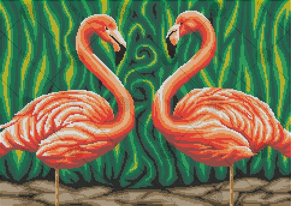 Bead Embroidery Kit Flamingo DIY Bead needlepoint Bead stitching