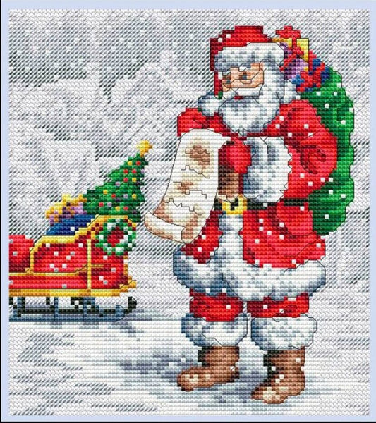 Counted Cross Stitch Kit Santa DIY Unprinted canvas