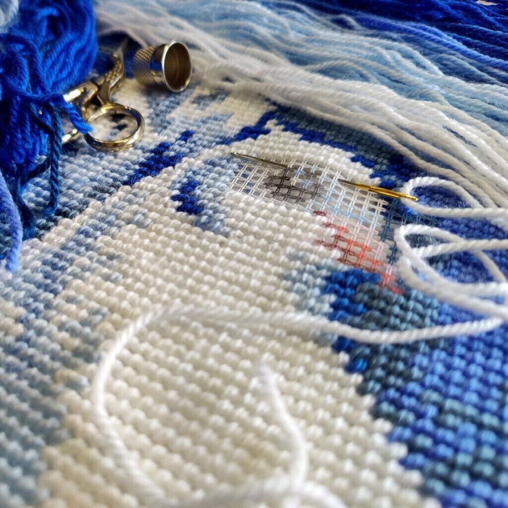 Tapestry Pillow Cover DIY kit "Pigeon" Needlepoint kit Printed canvas