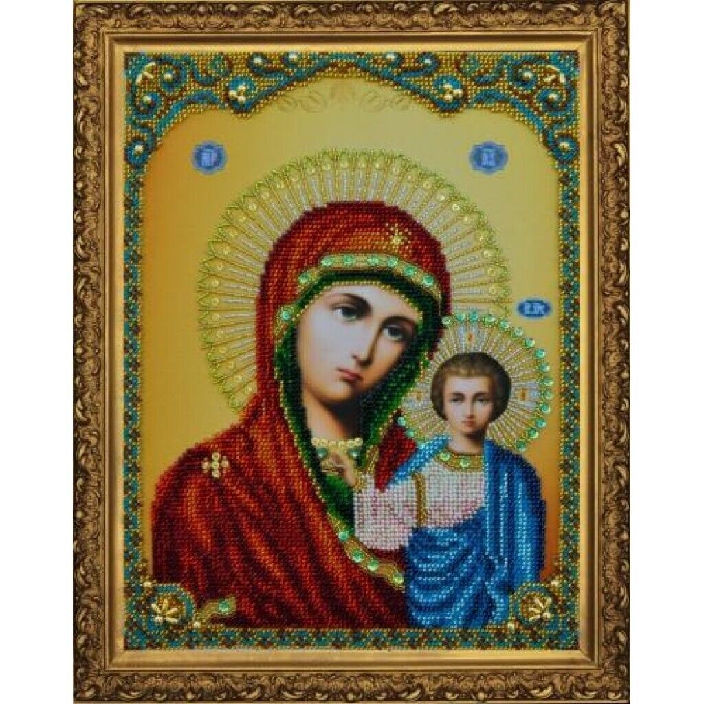 Bead Embroidery Kit Icon Virgin Mary Mother of God Beaded stitching DIY