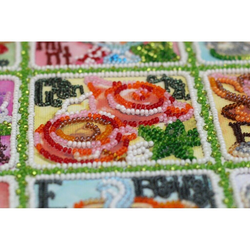 Bead Embroidery Kit Tea Beaded stitching Beadwork Bead needlepoint DIY