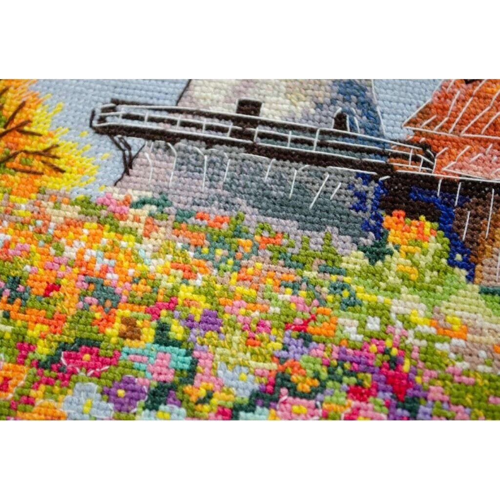 Counted Cross Stitch Kit Autumn Mill DIY Unprinted canvas