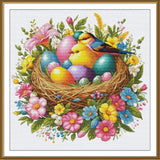 Counted Cross Stitch Kit Easter flowers DIY Unprinted canvas