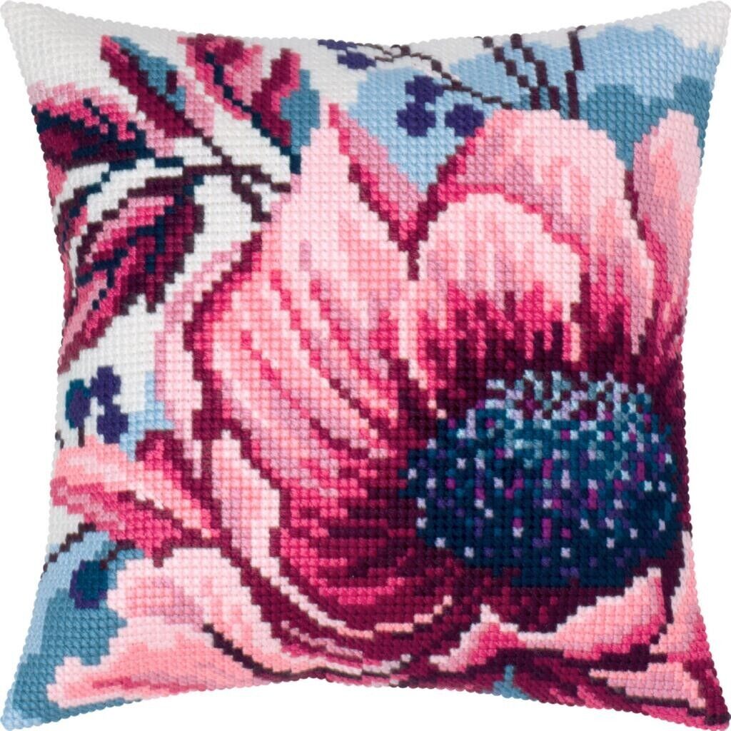 Cross stitch Pillow Cover DIY kit "Winter flower" Needlepoint kit Printed canvas