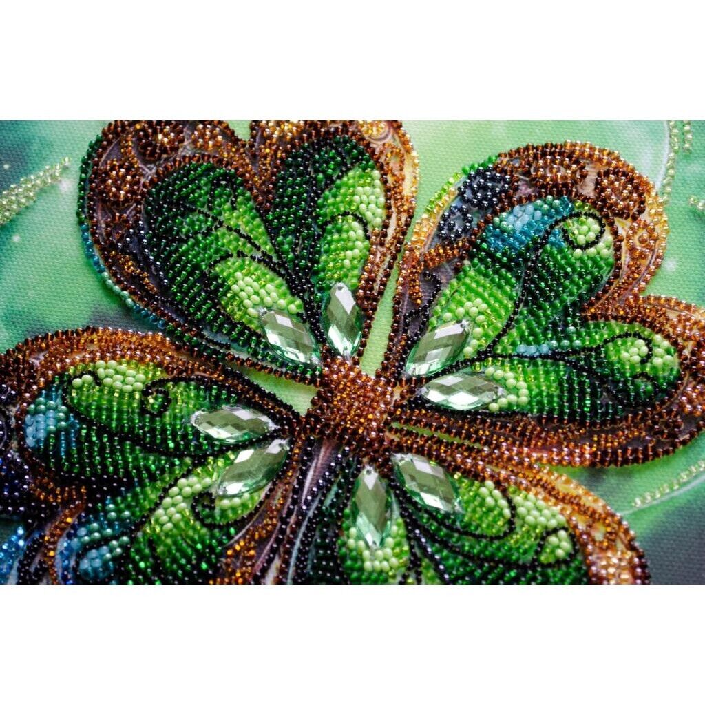 Bead Embroidery Kit Good luck clover Bead stitching Bead needlepoint DIY