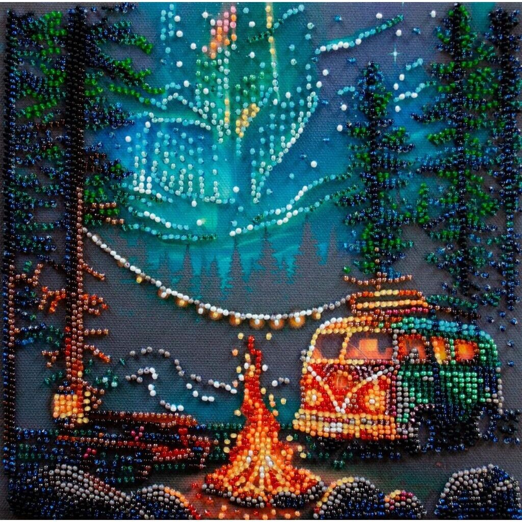 Bead Embroidery Kit Under the stars Beaded stitching Bead needlepoint Beadwork