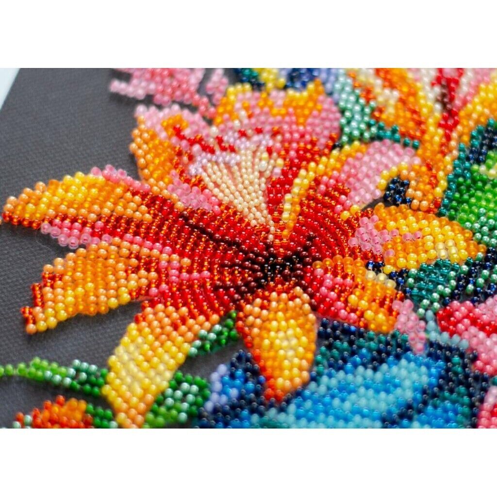 Bead Embroidery Kit Paradise flowers Bead  stitching Bead needlepoint DIY