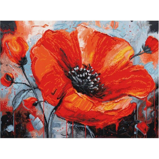 Counted Cross Stitch Kit Poppies Luca-S DIY Unprinted canvas