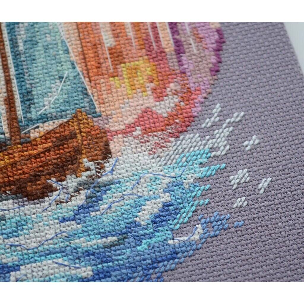 Counted Cross Stitch Kit On a wave of adventure DIY Unprinted canvas