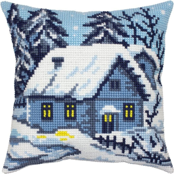 Cross stitch Pillow Cover DIY kit "Winter" Needlepoint kit Printed canvas