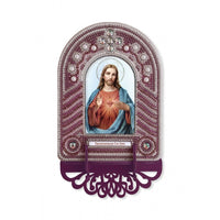 Bead Embroidery Kit Icon Sacred Heart of Jesus DIY Needlepoint kit