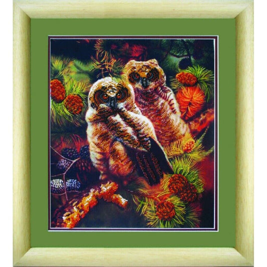 Bead Embroidery Kit Owls DIY Bead needlepoint Beadwork