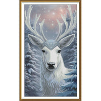 Counted Cross Stitch Kit White reindeer DIY Unprinted canvas