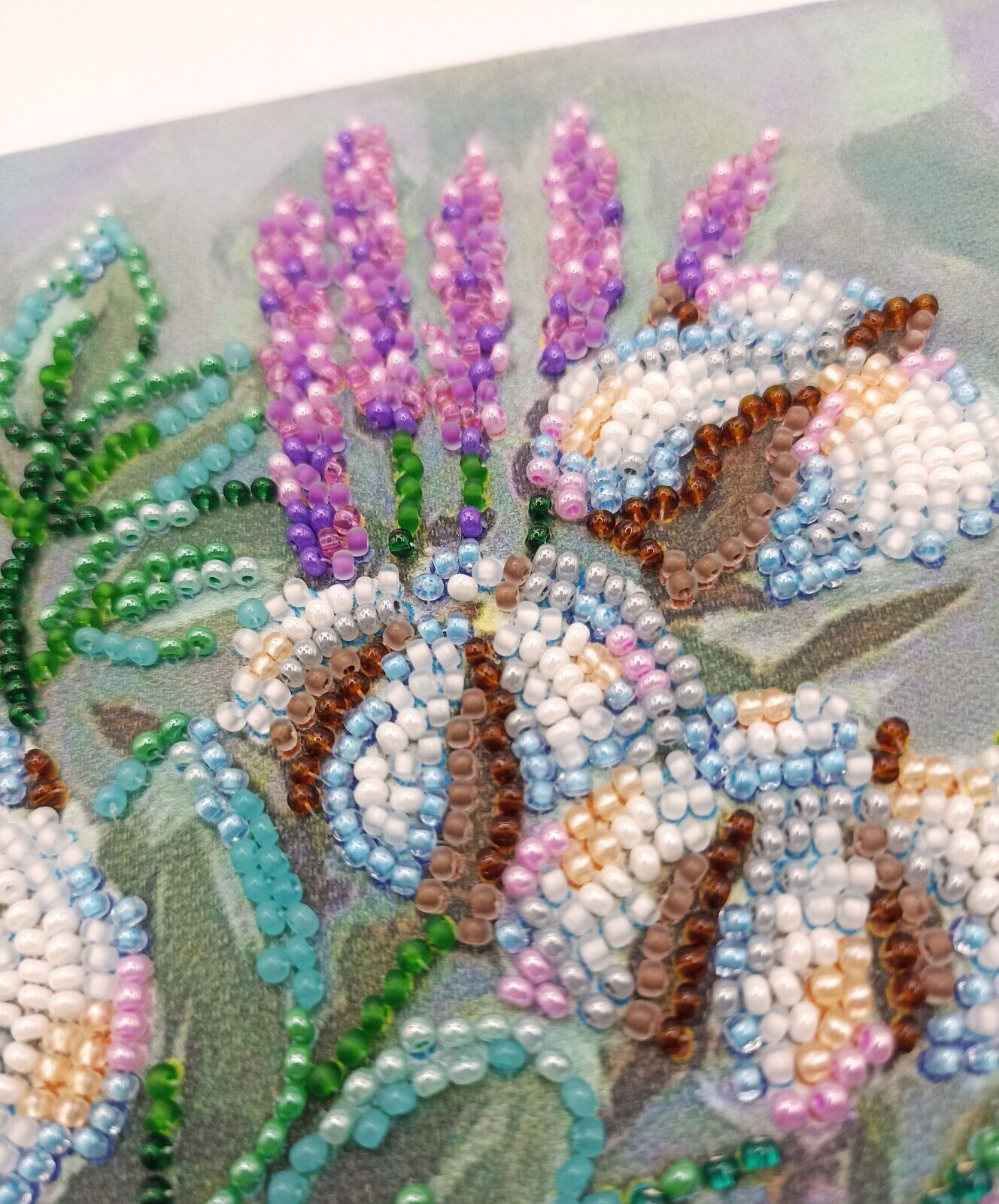 Bead Embroidery Kit Delicate flowers Bead stitching Bead needlepoint DIY