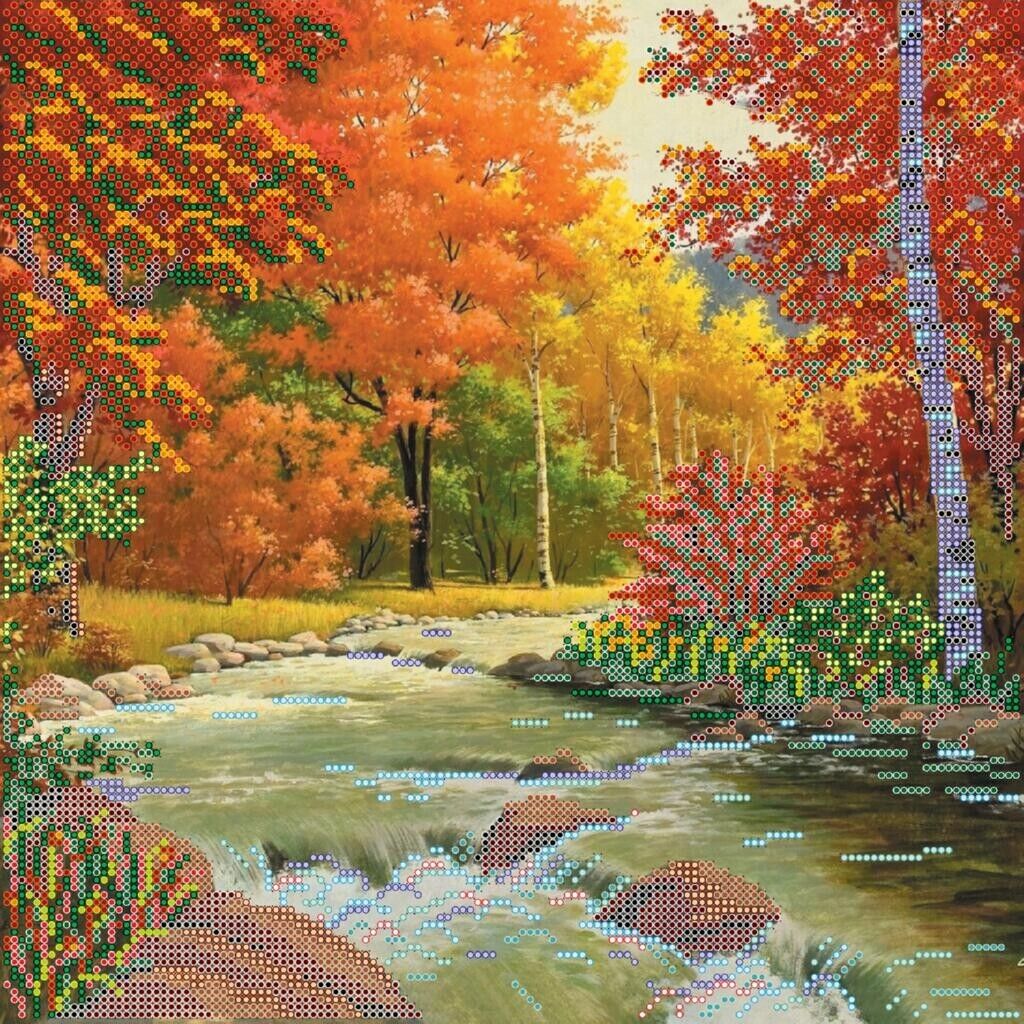 Bead Embroidery Kit Autumn Bead stitching Bead needlepoint DIY