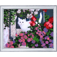 Bead Embroidery Kit White Cat DIY Bead needlepoint Beadwork