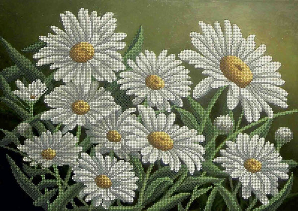 Bead Embroidery Kit Daisies Flowers Beaded needlepoint Bead stitching