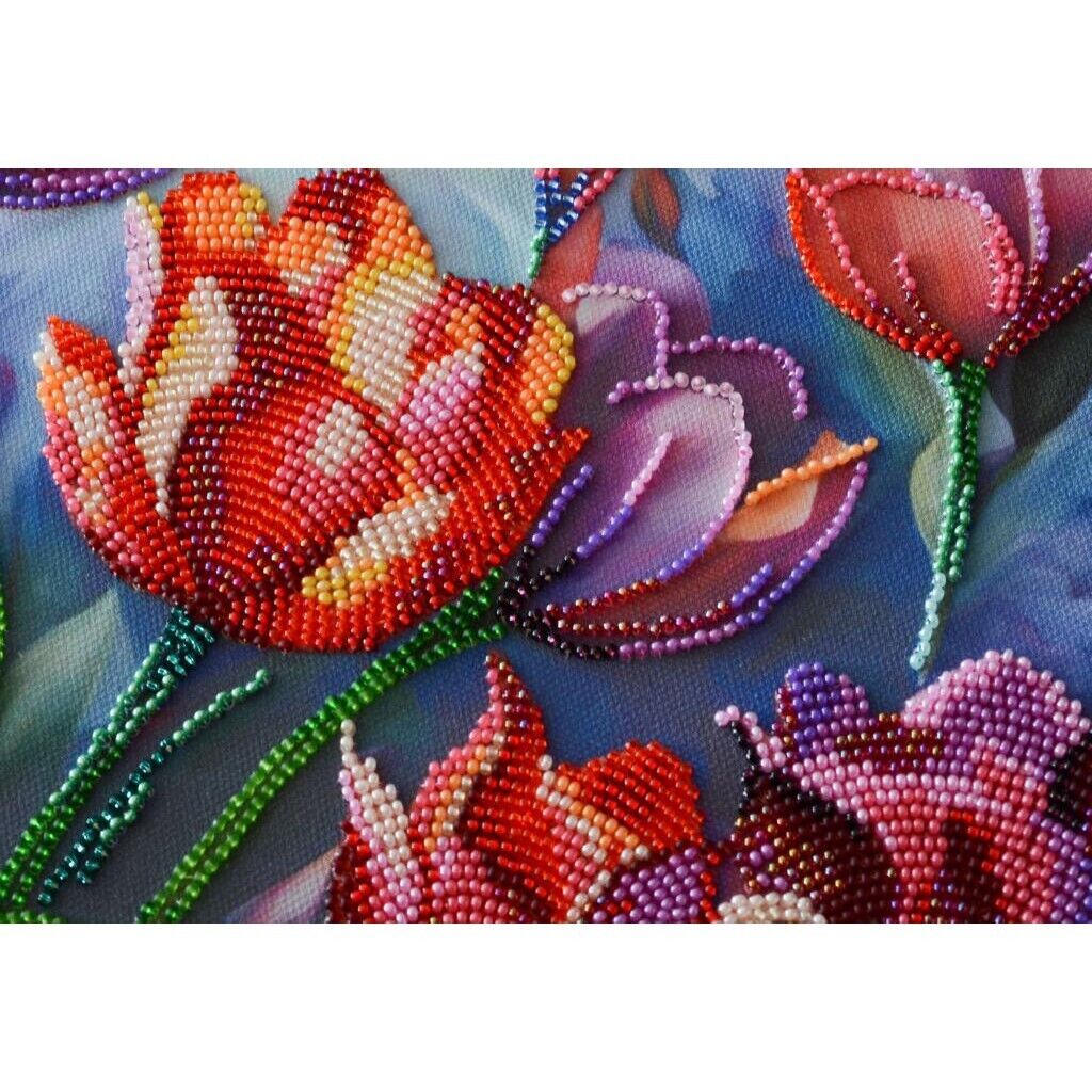 Bead Embroidery Kit Tulips Flower Beaded stitching Beadwork Bead needlepoint DIY