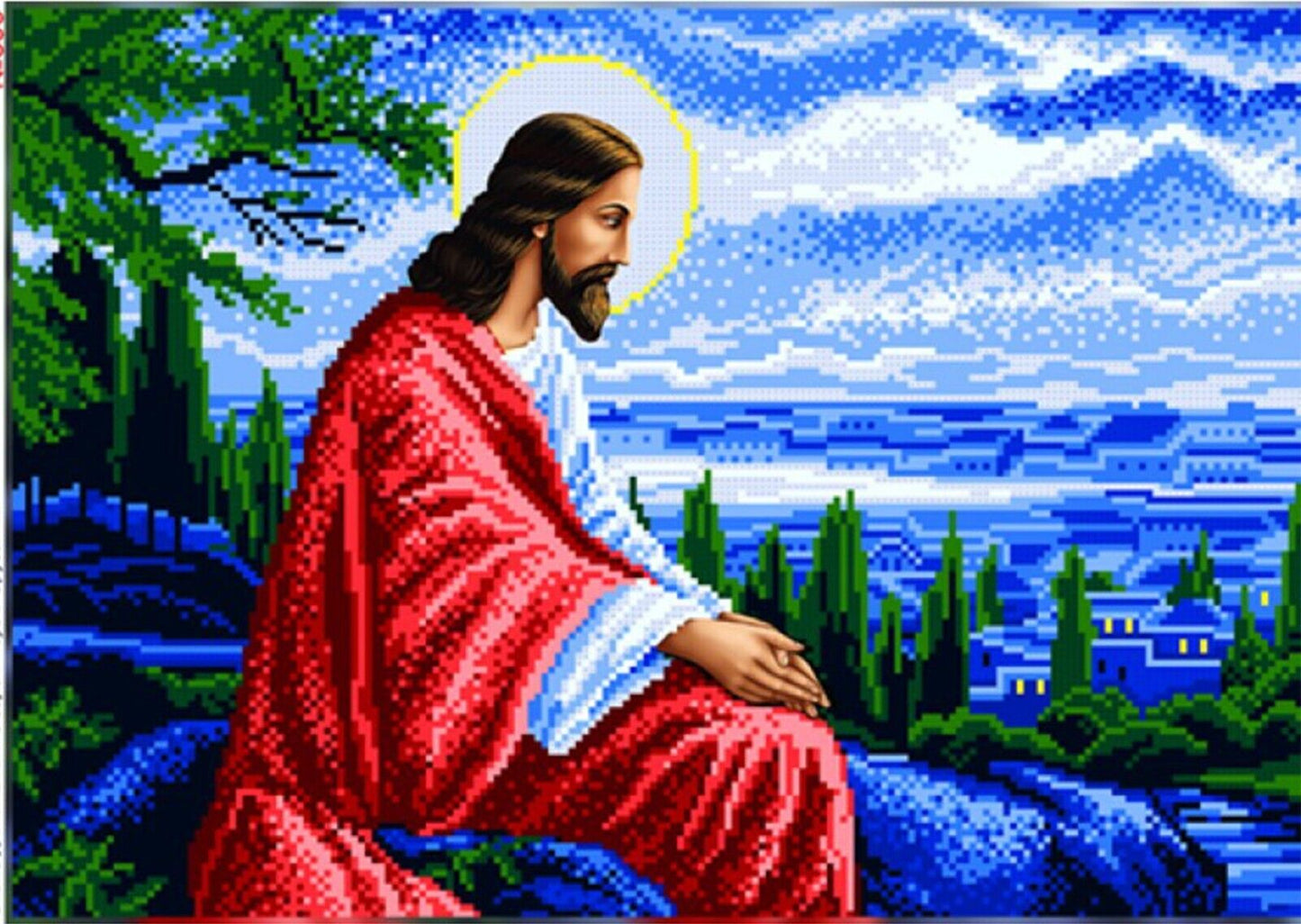 Full Bead Embroidery Kit Jesus in Jerusalem DIY Bead needlepoint Beadwork