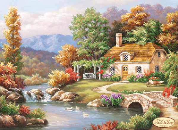 Bead Embroidery Kit Autumn charm Beaded needlepoint Beaded stitching Beadwork