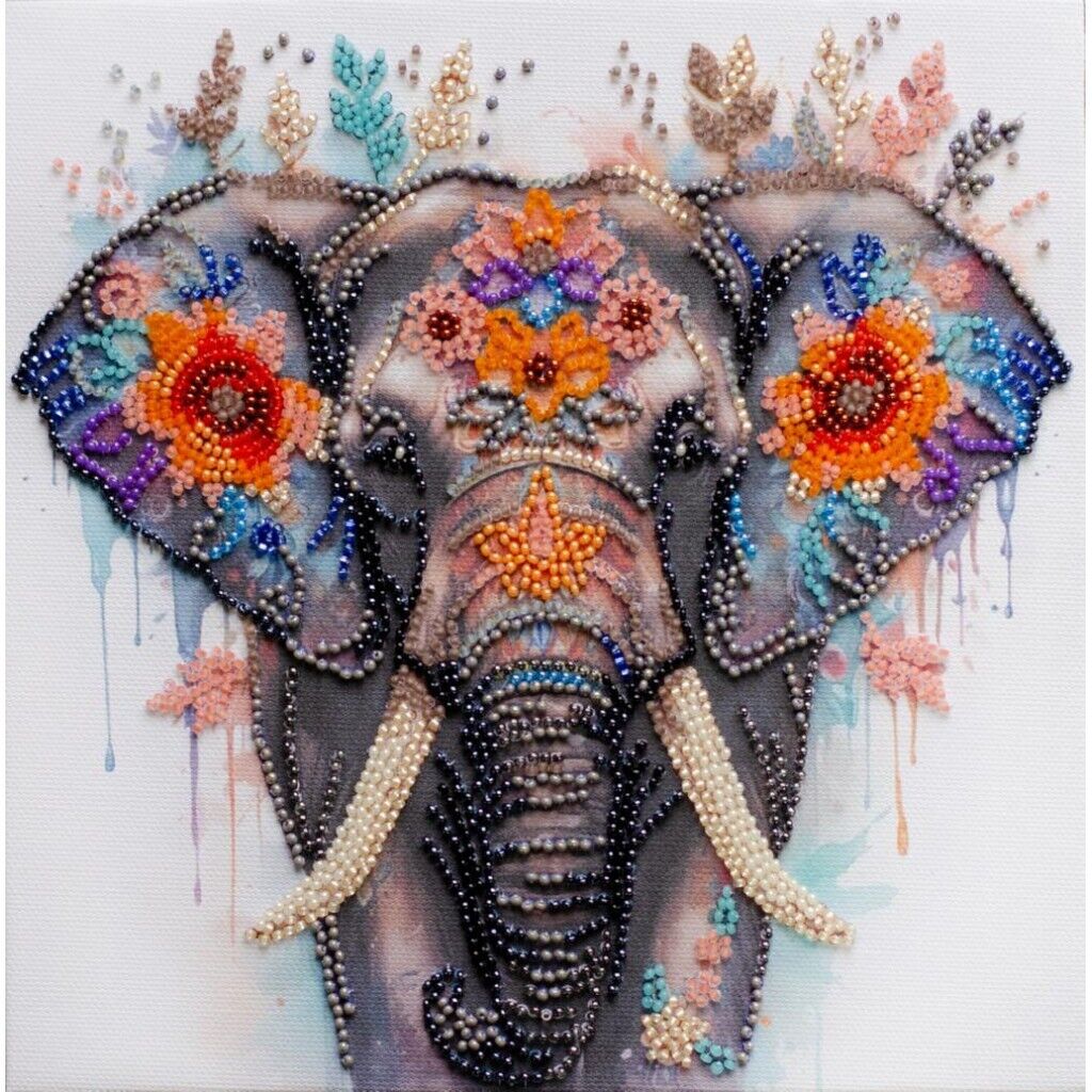 Bead Embroidery Kit DIY Elephant Bead needlepoint Beadwork Beading