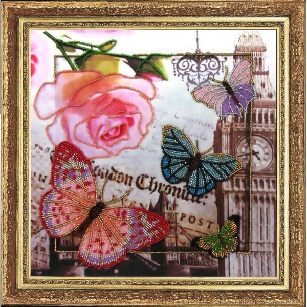 Bead Embroidery Kit Greetings from London DIY Bead needlepoint Beadwork