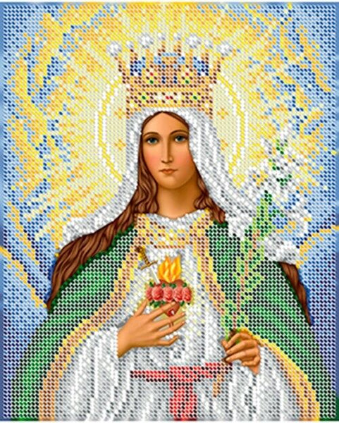 Bead Embroidery Kit Immaculate Heart of Mary DIY Bead needlepoint Beadwork